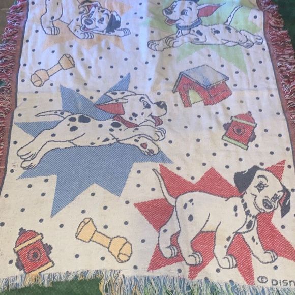 Vintage Disney dalmatians tapestry blanket knit throw blanket vintage 44x37” - Picture 1 of 9
